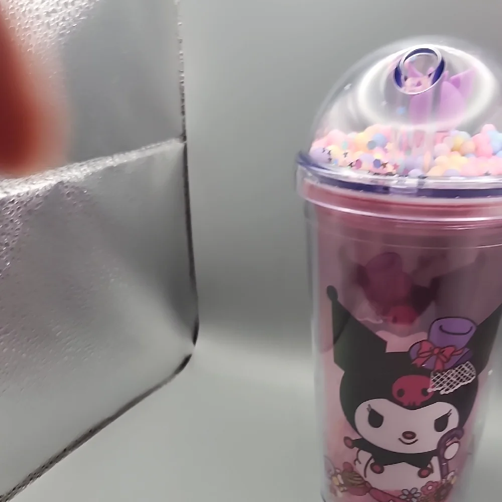 Cute Character Tumbler with Straw - Pink